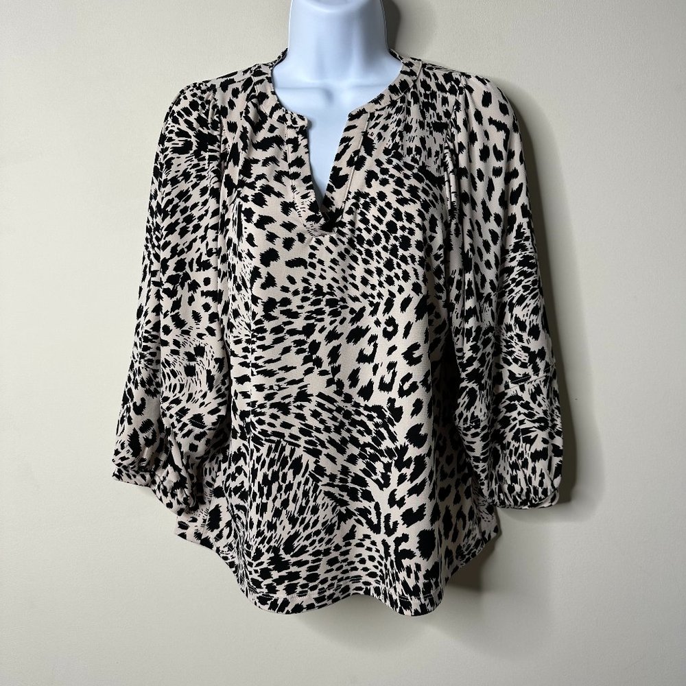 Banana Republic Black Abstract Animal Print Blouse Small